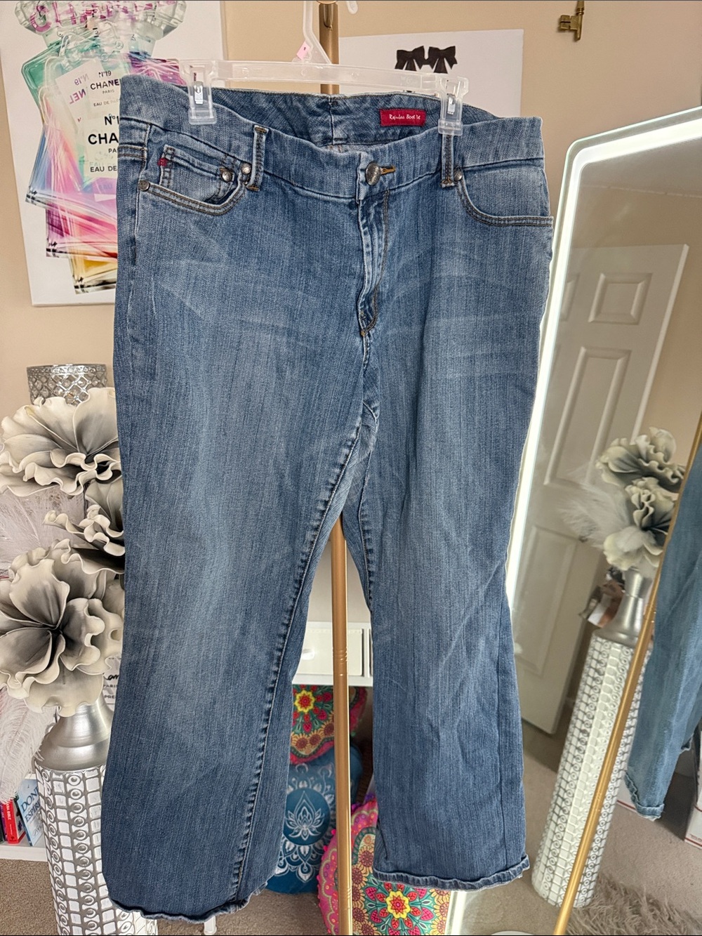 Seven7 Medium Blue Flare Jeans for Women